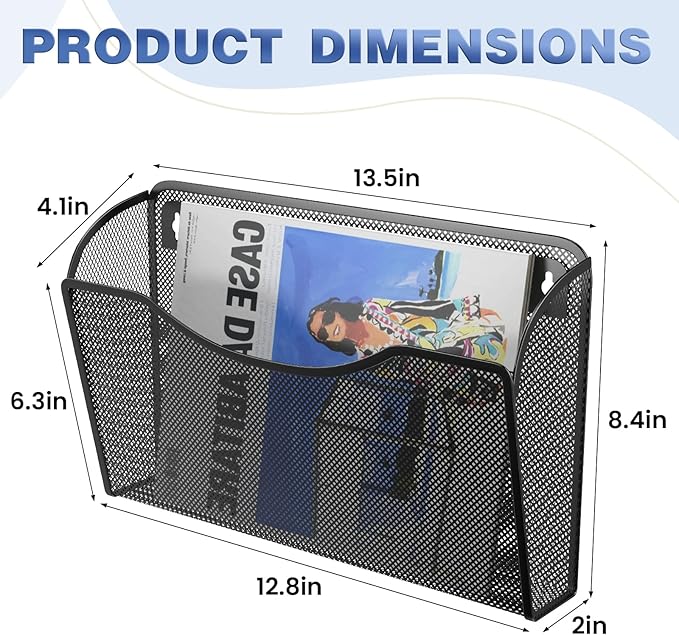 Mesh Hanging Wall File Holders, Vertical Mounted File Holder,Wall Basket Mail Organizer for Office, Home and School (Black 6Pack)