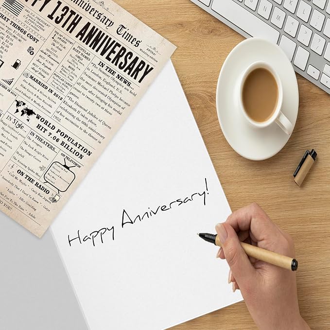 Retro 13th Anniversary Cards for Parents, Romantic 13th Wedding Anniversary Decoration for Husband Wife, Sweet 13 Year Anniversary Card Gifts for Him Her, Lace Wedding Gifts