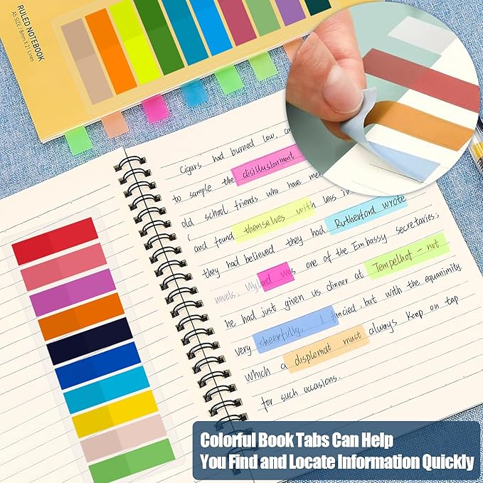 Sticky Tabs 2400 pcs Book Tabs for Page Markers,Morandi Sticky Note Tabs Page Markers for Notebooks,Book Markers,Colorful Book Tabs, Annotation supplies,Transparent Sticky Tabs for Books,Post It Notes