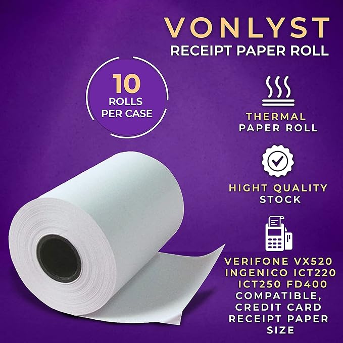 Thermal Paper Roll 2 1/4 X 55 for Verifone Vx520 Ingenico ICT220 ICT250 FD400 (10 rolls)