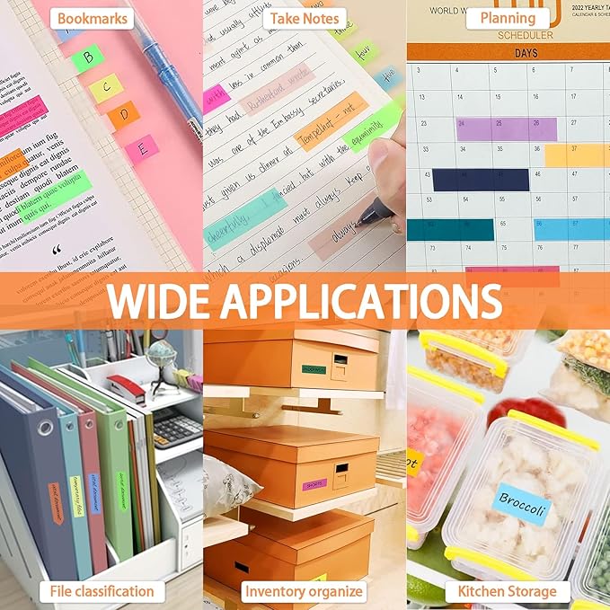 Sticky Tabs 2400 pcs Book Tabs for Page Markers,Morandi Sticky Note Tabs Page Markers for Notebooks,Book Markers,Colorful Book Tabs, Annotation supplies,Transparent Sticky Tabs for Books,Post It Notes