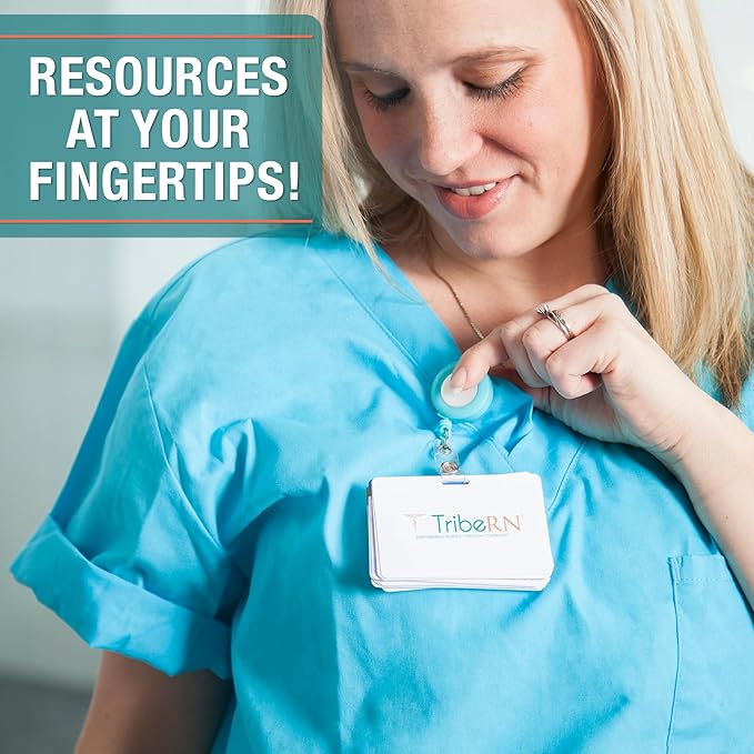 Badge Guru 2.0 by Tribe RN Nurse Badge Cards - 49 Nursing Badge Reference Cards - Cheat Sheet Flash Cards for Med School and Nursing School Students