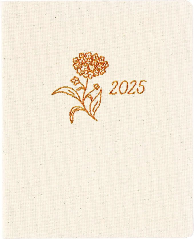 Eccolo 2025 Large Agenda Planner, 12 Month, Yearly, Monthly & Weekly Pages, Habit & Gratitude Tracker (Linen Flexi-cover - 8 x 10")