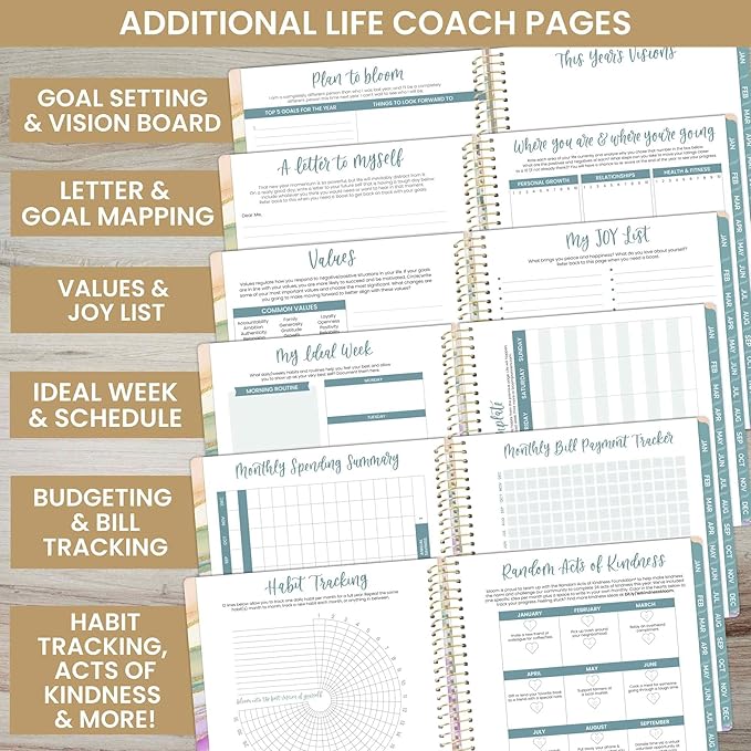 bloom daily planners 2025 Planner (8.5" x 11") Calendar Year Day Planner (January 2025 - December 2025) - Weekly & Monthly Agenda Organizer with Stickers & Tabs - Watercolor Waves