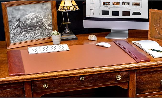 Dacasso Pad with Side Rails Luxury Leather Blotter for Writing-Executive Desk Surface Protector, 34” x 20”, Mocha