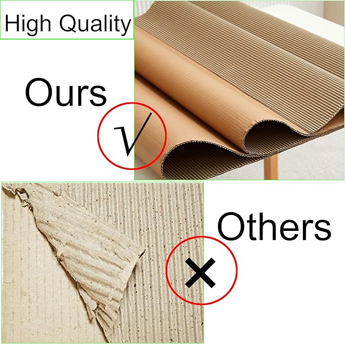 (14 x 144in)Brown Single Face Corrugated B Flute Cardboard Roll Shipping Corrugated Roll Paper Corrugated Wrap for Packing, Storage, Shipping, DIY(2rolls Each roll14x 72in)