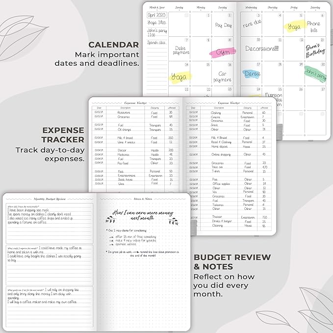 GoGirl Budget Planner – Monthly Financial Planner Organizer Budget Book. Expense Tracker Notebook Journal to Control Money, A5 (Gray)