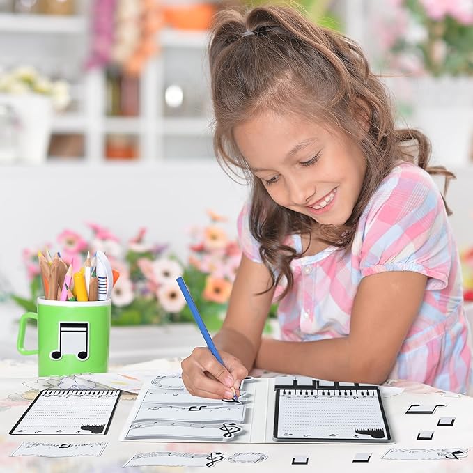 B1ykin Sticky Notes Set - Cartoon Theme Cute Self-Stick Notes Pad Teacher Appreciation Gifts, Self-Adhesive Writing Memo Pages Sticky to Do Notepad for Kids Employee School Office (Music is Life)