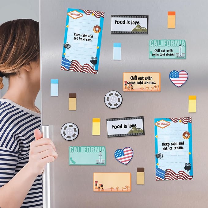 B1ykin Sticky Notes Set - Cartoon Theme Cute Self-Stick Notes Pad Teacher Appreciation Gifts, Self-Adhesive Writing Memo Pages Sticky to Do Notepad for Kids Employee School Office (Los Angeles City)