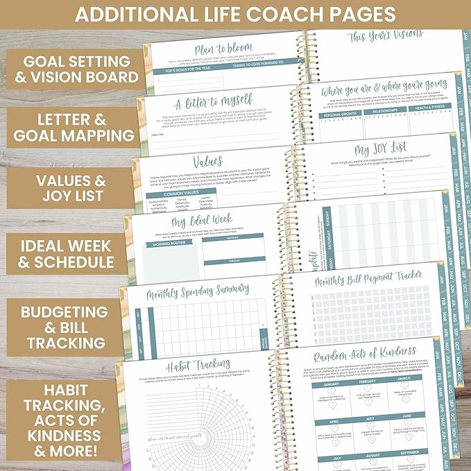bloom daily planners 2025 Planner HARDCOVER (8.5" x 11") Calendar Year Day Planner (January 2025 - December 2025) - Appointment Goal Organizer - Monthly & Weekly Inspirational Agenda Book - Watercolor Waves