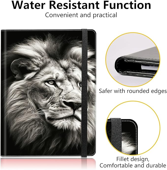 Lion Padfolio Folder with Clipboard,Portfolios Organizer Clipboards with Storage Clipboard Writing Pad PU Leather Conference Document Organizer with Business Card Holder