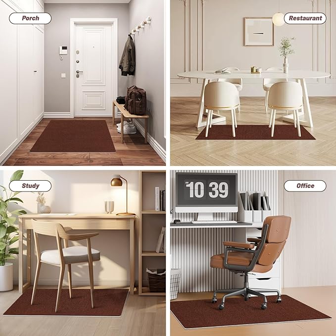Office Chair Mat - for Hardwood Floors, Large Non-Slip Easy-Clean Floor Protection Blanket (Yellow-Brown, “48 x 36in”).