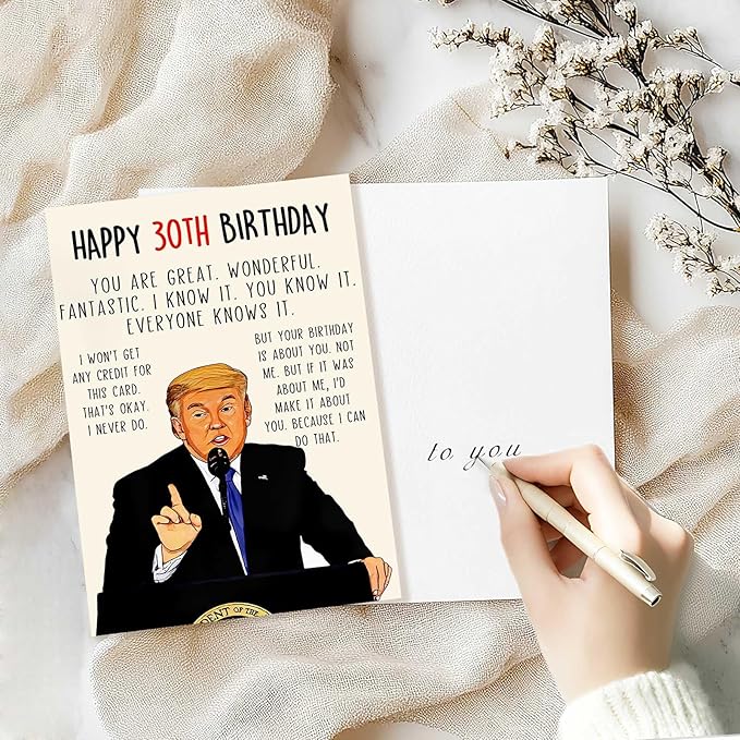 Funny Trump 30th Birthday Card, Happy Donald 30th Birthday Gifts for Men Women, Unique 30 Year Old Birthday Decorations for Him Her, Humor 30 Year Old Birthday Cards for Husband