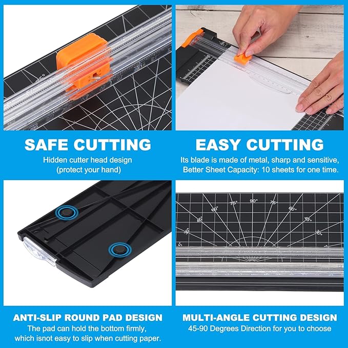 PATIKIL 12 Inch Paper Trimmer, A4 Size Portable Paper Cutter Slicer Scrapbooking Tool with Cutter Head Blade for Craft Paper Photo Cardstock, Blue