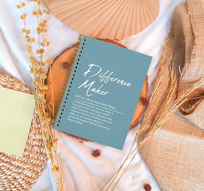 OXW Difference Maker Appreciation Gift, Meeting Notebook for Work, Thank You Gifts for Leader Mentor Manager Boss, Office Supplies Social Worker Notebook, Blue Hardcover Spiral Notebook 5.5 x 8.3
