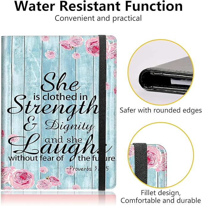 PU Leather Padfolio Folder Clipboard Portfolios Organizer Conference Document Organizer with Business Card Holder Storage Clipboard Writing Pad,Bible Quote Proverbs 31-25