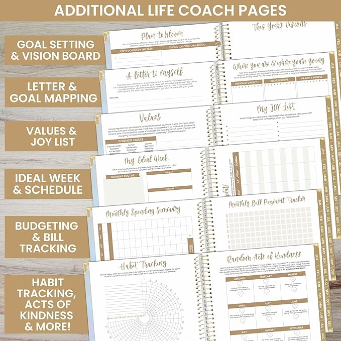 bloom daily planners HARDCOVER 2025 (8.5" x 11") Calendar Year Day Planner (January 2025 - December 2025) - Aesthetic Goal Organizer - Monthly & Weekly Inspirational Agenda Book - Iridescent Opal