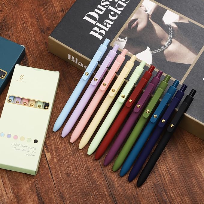 Ddaowanx Colorful Gel Pens, 0.5mm Fine Point Retractable,Colored Pens for Journaling and Sketching, Teacher Must Haves,Teacher School Supplies, Gifts for Nurse (12Pcs-Aesthetic+Vintage Colors)