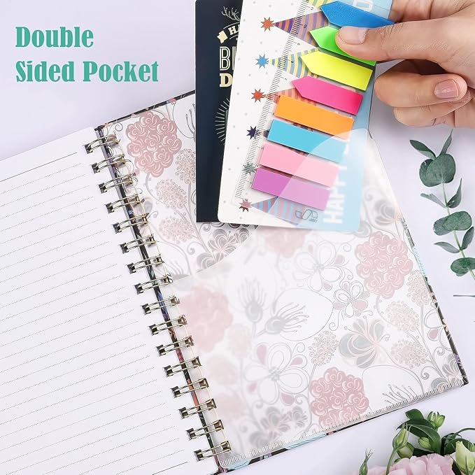Spiral Notebook, A5 Lined Journal for Women, Hardcover Spiral Journal with 2 Pockets, College Ruled Notebooks, Cute Notebook for Office, School Supplies, Gifts (160 Pages, 6.3" x 8.46")