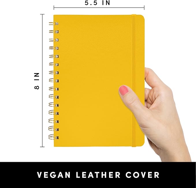 PAPERAGE Lined Spiral Journal Notebook, (Yellow), 160 Pages, Medium 5.5 inches x 8 inches - 100 GSM Thick Paper, Hardcover, Double-Wire Spiral Journal & Notebook