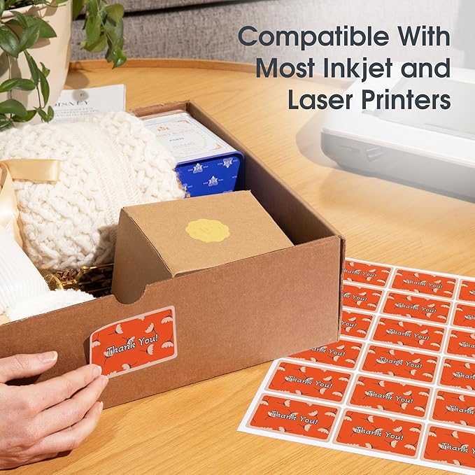 3 1/2" X 5" Matte White Printable Labels Compatible with Inkjet and Laser Printers - 250 Sheets, 1000 Stickers for Shipping, Mailing, and Organization - Spartan Industrial