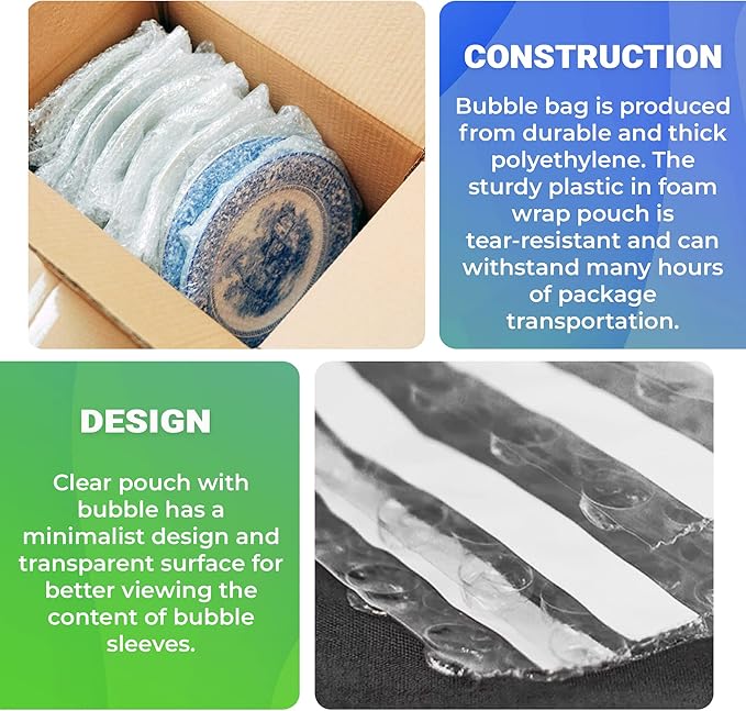Clear Bubble Out Bags, 4 x 5.5 Inches. 500 Pack Self Seal Bubble Pouches. Polyethylene Clear Bubble Bags for Packing. Waterproof Clear Bubble Out Pouches for Fragile Things