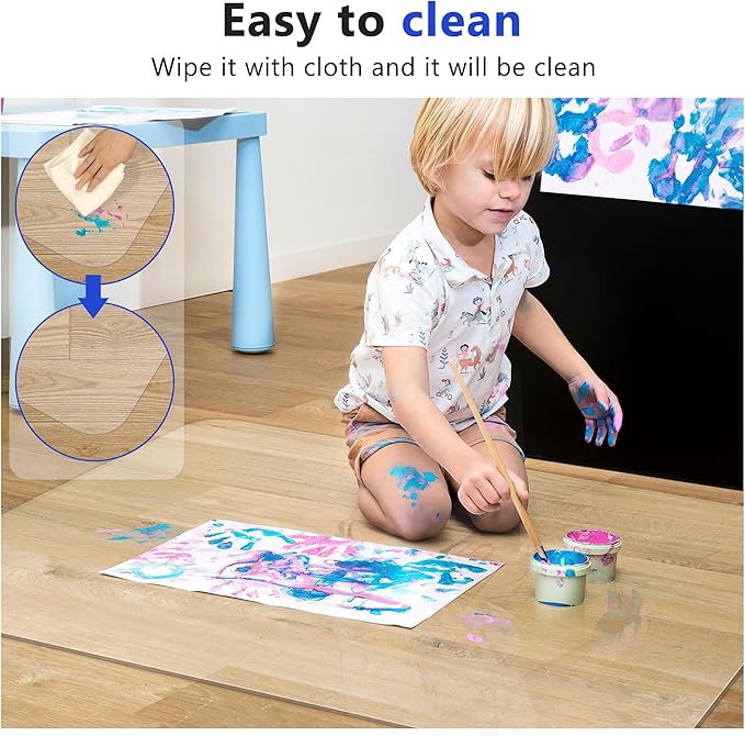 BesWin Office Chair Mat for Hard Floors, Fully Clear Desk Floor Mat for Rolling Chairs, 2mm Heavy Duty Floor Protector Mat for Home Office, Easy Glide, Flat Without Curling (36"×47" with Lip)
