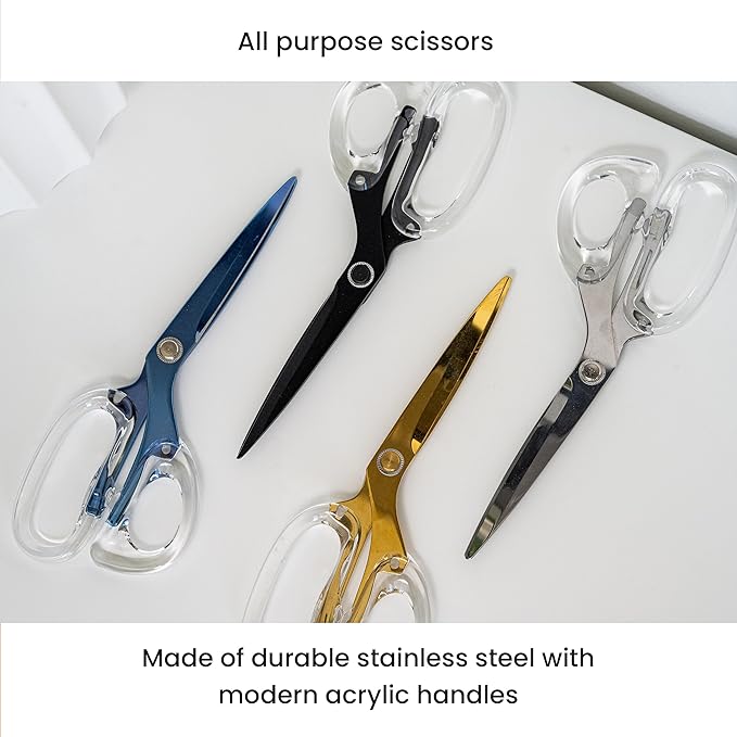 OfficeGoods 9” Stainless Steel Acrylic Scissors for Office and Home - Aesthetic and Sharp All Purpose Scissors, Perfect for Sewing, Arts and Crafts - Matte Black