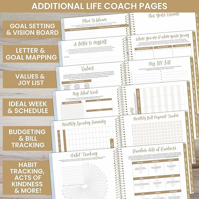 bloom daily planners 2025 (8.5" x 11") Calendar Year Day Planner (January 2025 - December 2025) - Weekly/Monthly Dated Agenda Organizer with Stickers & Tabs - Iridescent Opal