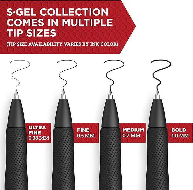 Sharpie S-Gel, Gel Pens, Drawing Pens, Gel Ink Pens For Journaling, Writing Pens, Coloring Pens, Medium Point Pens (0.7Mm), Black Barrel, Black Gel Ink, Stocking Stuffers, 12 Count