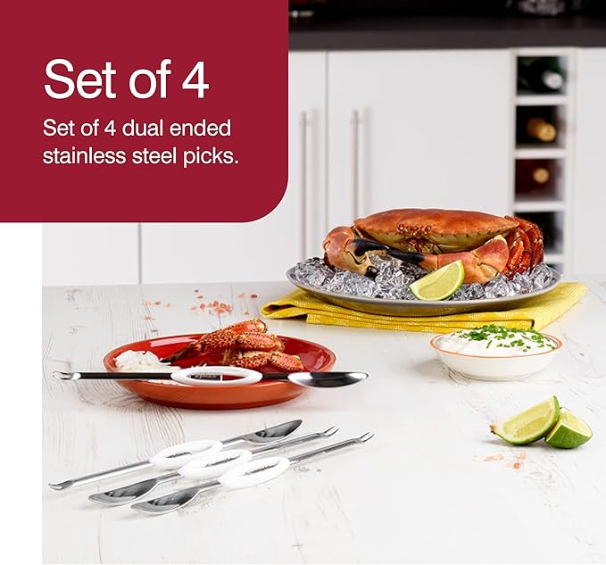 Zyliss Seafood Picks - Seafood Spoon & Fork - Stainless Steel Utensils - Dual-Ended Picks & Seafood Tools - Kitchen Tool & Gadget - Dishwasher Safe - Stainless Steel