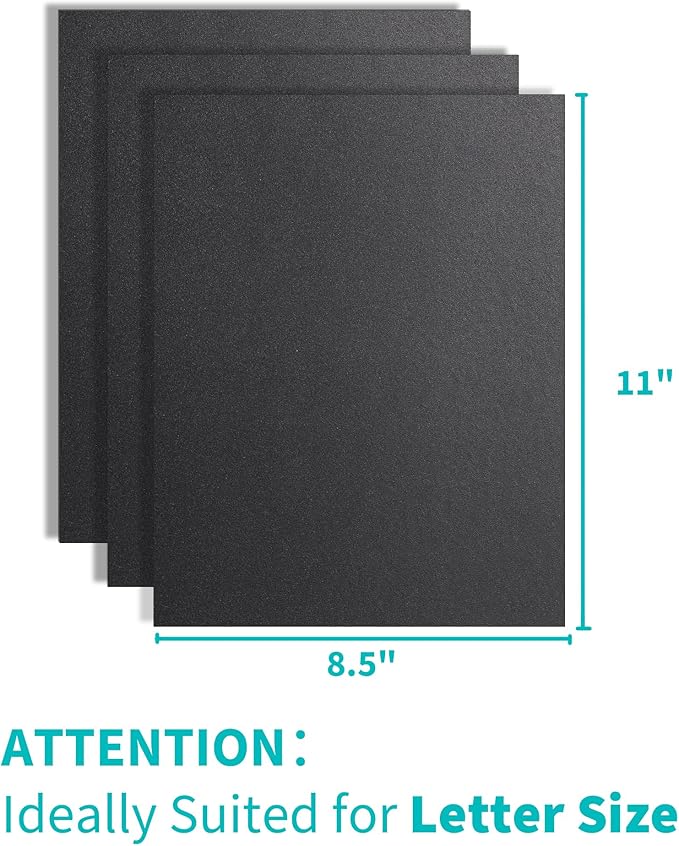 Binditek 25 Pack 12 Mil Sand-Textured Polycover, Midweight Binding Front and Back Covers, Lightly Textured Sand Finish, 8-1/2" x 11", Square Corners, Un-Punched, Black, Office Supplies