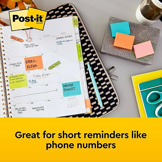 Post-it Mini Notes, 1 3/8 in. x 1 7/8 in., 12 Sticky Notes Pads, 100 Sheets per Pad, Poptimistic Collection, School Supplies and Office Products, The Original Post-it Note