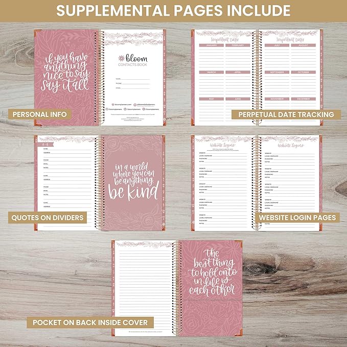 bloom daily planners Hardcover Contacts Address Password Book - Alphabetical Organizer with Tabs - 6โ x 8.25" - Daydream Believer