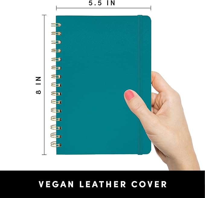PAPERAGE Lined Spiral Journal Notebook, (Turquoise), 160 Pages, Medium 5.5 inches x 8 inches - 100 GSM Thick Paper, Hardcover, Double-Wire Spiral Journal & Notebook