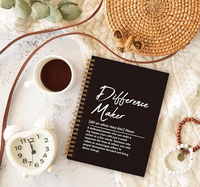 Difference Maker Gift Notebook Journal, Office Meeting Notebook for Work, Thank You Gifts for Leader Mentor Boss, Office Supplies Leadership Gifts Journal, Hardcover Spiral Notebook 5.5 x 8.3