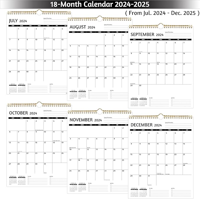 Wall Calendar 2025 β Calendar 2025 Wall, 12 Monthly Calendar, Jan 2024 - Dec 2025, 11.5 x 14.5 In, 2025 Calendar with Large Blocks, Thick Paper, Holidays, To-do οΌ Notes, Great for Organizing