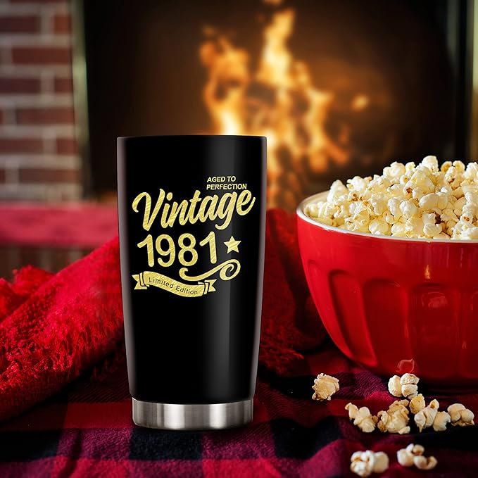 Happy 43th Birthday Tumblers Gifts for Men Women, Back in 1981 Stainless Steel Tumblers Gifts, 1981 43 Years Old Birthday Gift For Wife Husband Mom Dad