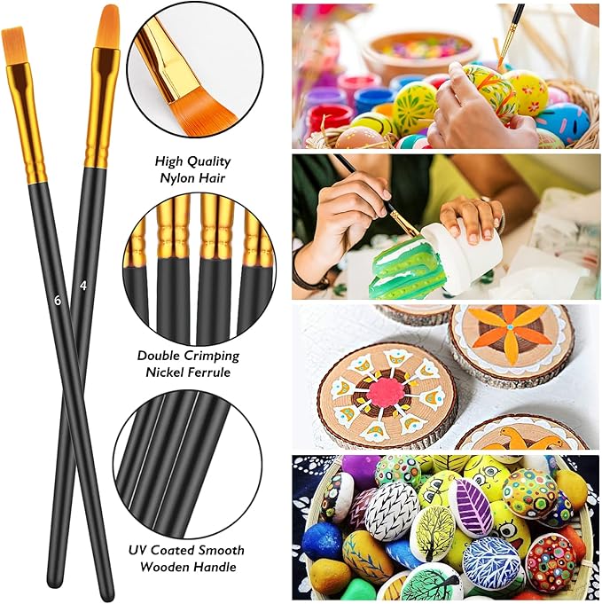 Paint Brushes Set, 20 Pcs Paint Brushes for Acrylic Painting, Oil Watercolor Acrylic Paint Brush, Artist Paintbrushes for Body Face Rock Canvas, Kids Adult Drawing Arts Crafts Supplies, Blue+Black