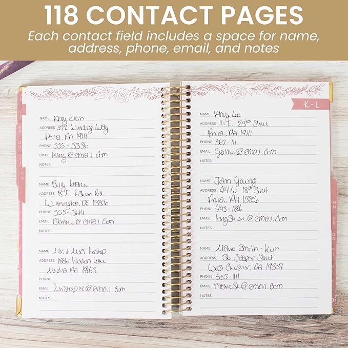 bloom daily planners Hardcover Contacts Address Password Book - Alphabetical Organizer with Tabs - 6โ x 8.25" - Daydream Believer