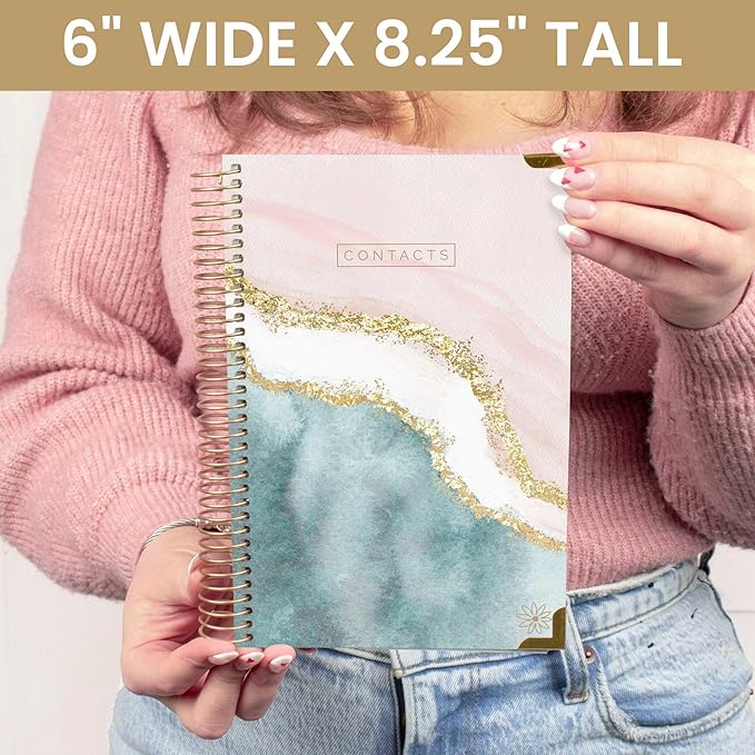 bloom daily planners Hardcover Contacts Address Password Book - Alphabetical Organizer with Tabs - 6โ x 8.25" - Daydream Believer