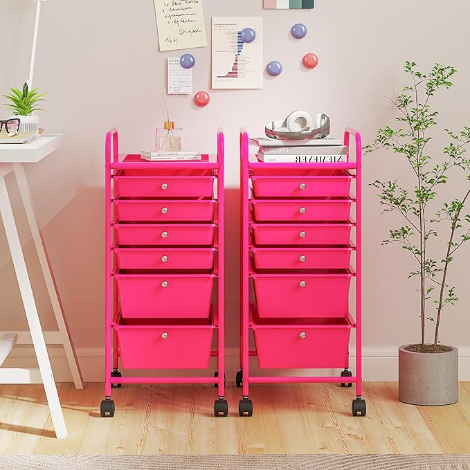 ARLIME 6-Drawer Rolling Storage Cart, Multifunctional Storage Organizer Cart with Wheels, Mobile Utility Cart for Home Office Garage Tools