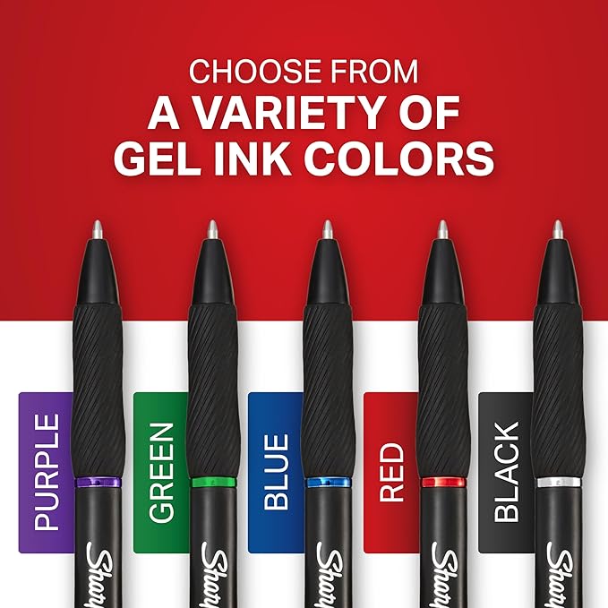 Sharpie S-Gel, Gel Pens, Drawing Pens, Writing Pens, Gel Ink Pens For Journaling, Coloring Pens, Bold Point (1.0Mm), Black Ink Gel Pen, 12 Count