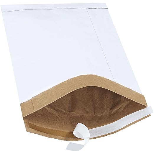 Aviditi White Self-Seal Padded Mailers, 9 1/2" x 14 1/2", Peel and Seal Closure, Fiber Cushioned Envelopes for Protecting Items During Shipping and Mailing, Case of 25