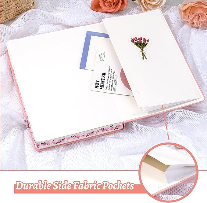Lined Journal Notebook for Women 320 Pages Thick Floral Diary A5 Aesthetic Hardcover Journaling Notebooks for Writing with Gift Box, 5.7 x 8.3 In, Pink