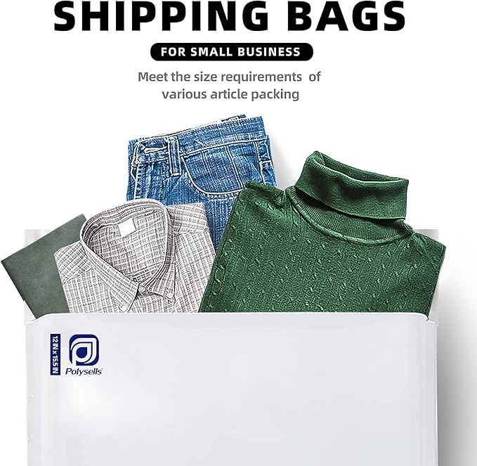 POLYSELLS 1000 pcs 12x15.5 Inches White x Silver Poly Mailers Shipping Envelopes, Strong Adhesive Sealing, Waterproof, and Tear-resistant Postal Mailing Bags for Clothing, Books, and Accessories