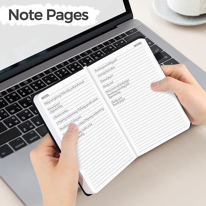 SUNEE 2025 Pocket Weekly Planner for Purse 3.5" x 6" - 12 Month (January 2025 - December 2025), Pocket Size Planner, Hardcover, Notes, Pocket, 100 GSM Paper, Black
