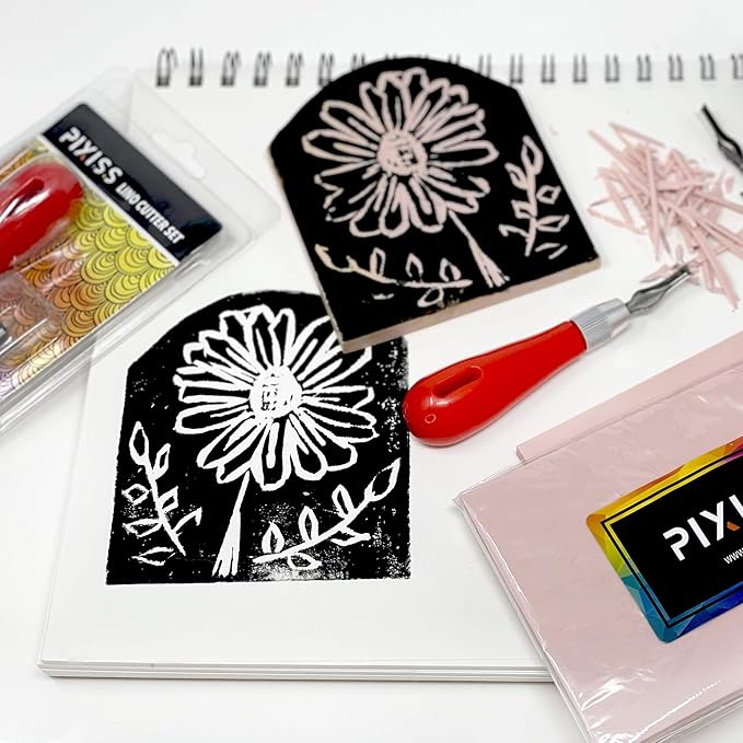 Rubber Block Stamp Carving Block Stamp Making Kit with Cutter Tools, 1 Carving Rubber Stamp for Printmaking, Printing and More