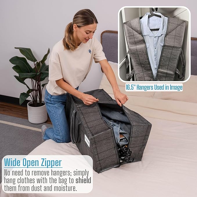 VENO 4 Pack Moving Bags w/Backpack Straps, Moving Boxes & Storage Bins Alternative, Packing Supplies, Camping Accessories Totes for Storage, Dorm Room Essentials Storage Bags (Windowpane, 4 Pack)