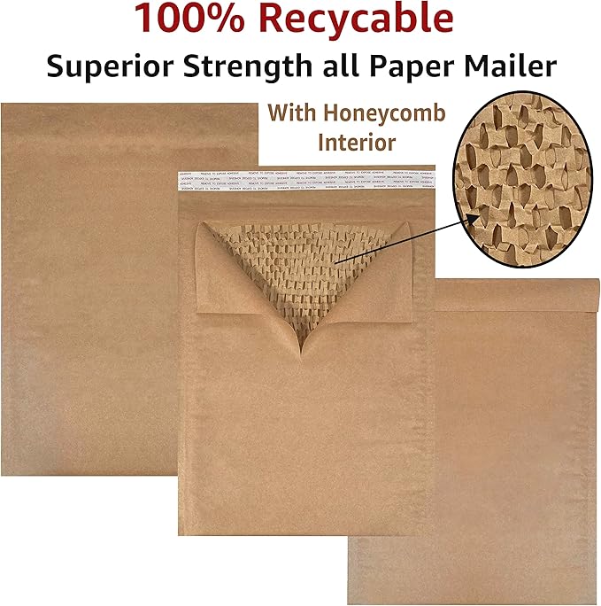 Honeycomb paper padded envelope sealable mailers (50, #4-9.5" x 13.5")